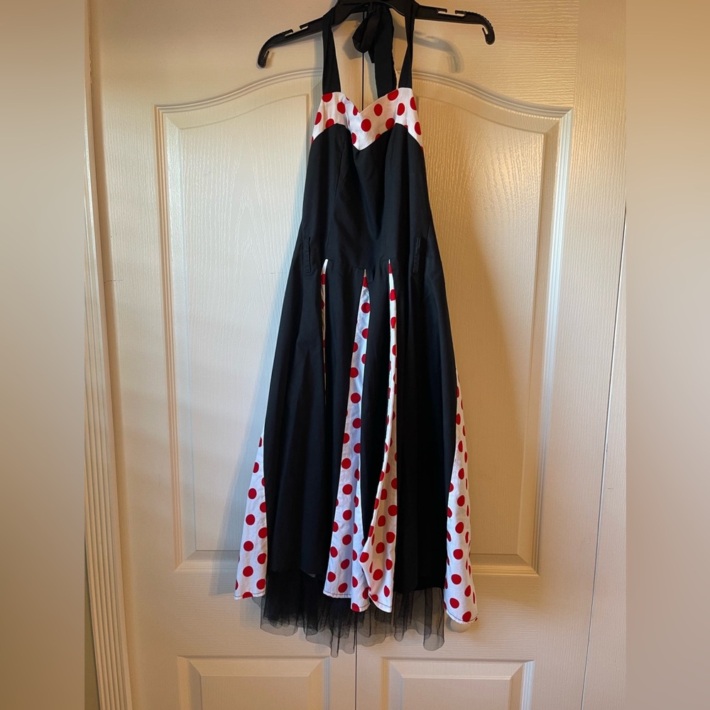 Vintage Black and Red Polka Dot Dress